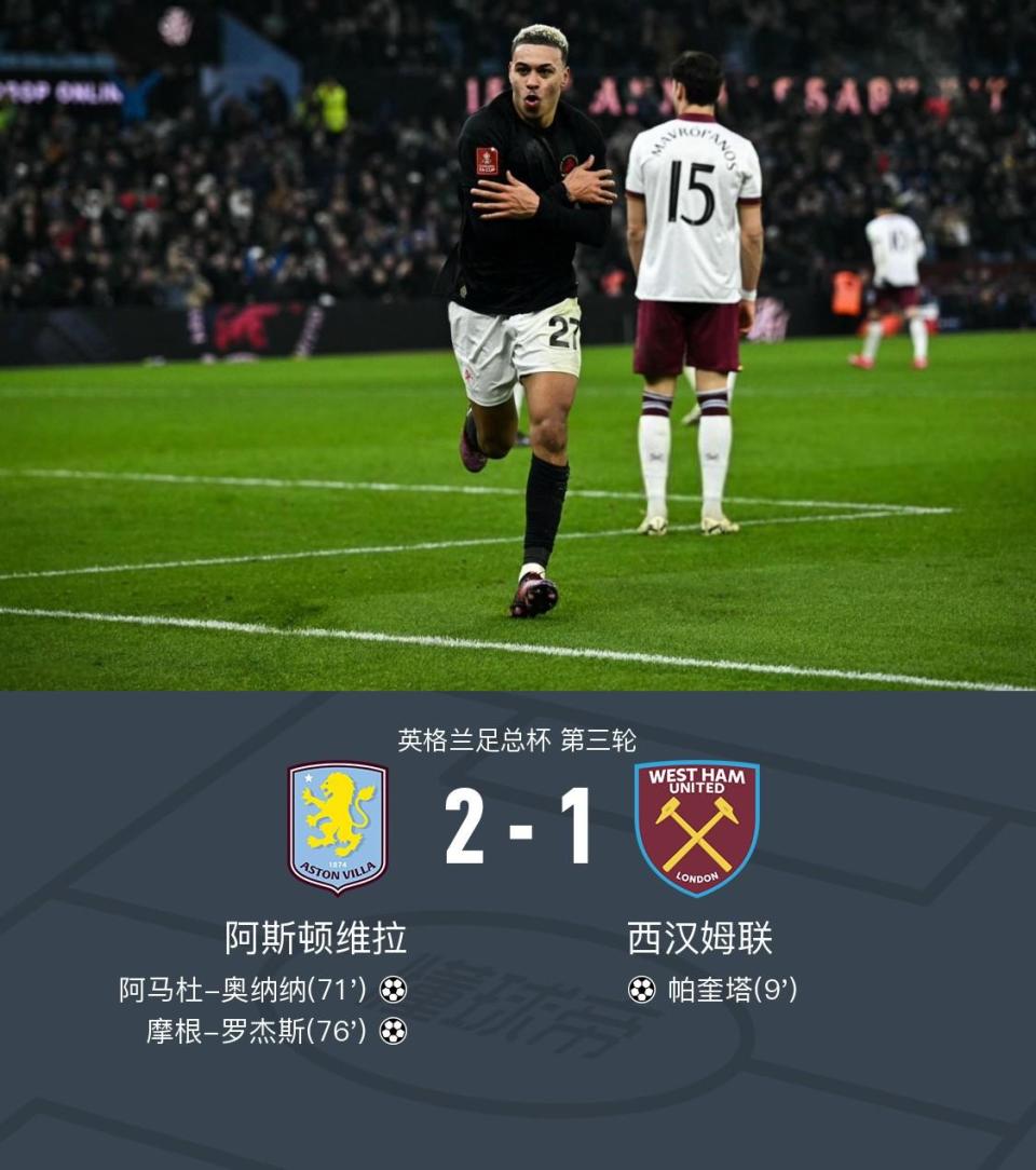 阿斯顿维拉对冲西汉姆联，保级逃生战拉开序幕